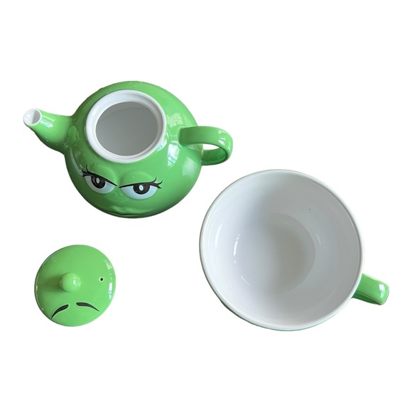 M&M's All In One Teapot w/ Mug & Lid Green Ceramic World Gifts Stackable - Picture 3 of 14